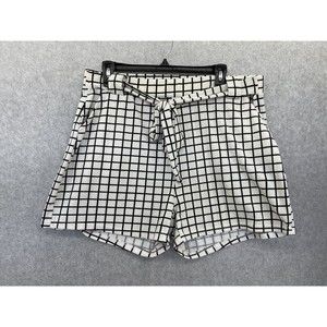 Spark Women's Belted Pull On Shorts Plus Size 1X Squares Black White Pockets